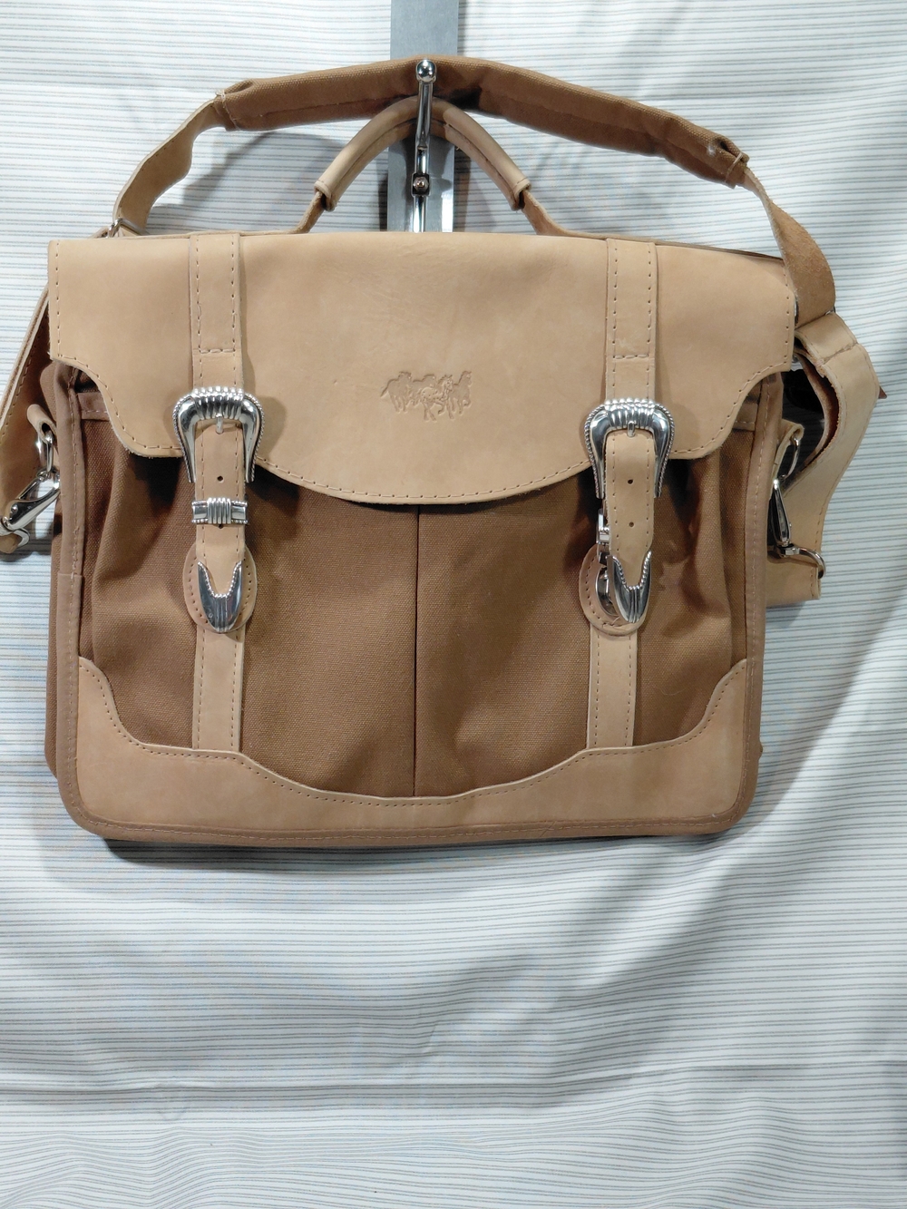 Schaefer Outfitter Vintage-Style Tan Men’s Messenger Bag Leather & Canvas